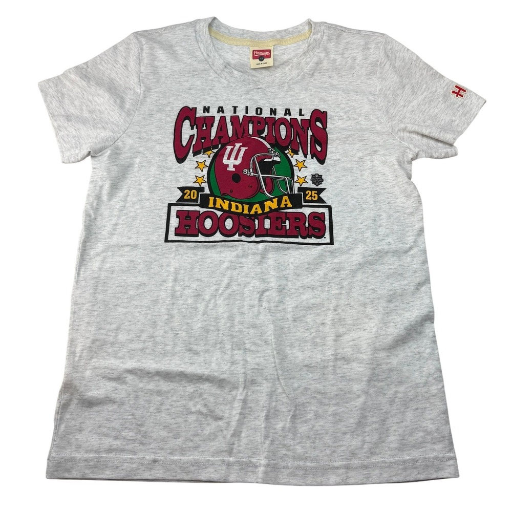 Homage Kids Indiana Hoosiers National Champions 2025 Tee Shirt Youth 12 New